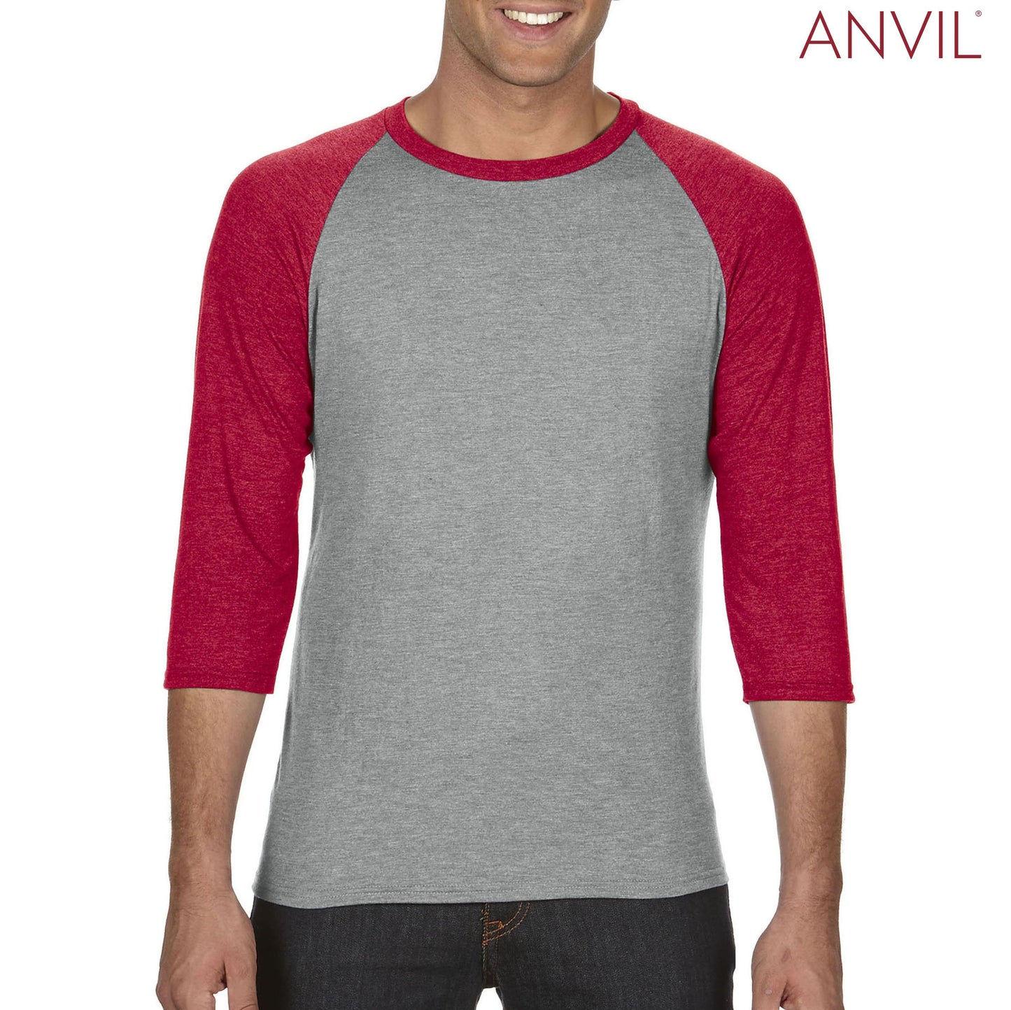 6755 Anvil Adults Tri-Blend ¾ Sleeve Raglan T-Shirt